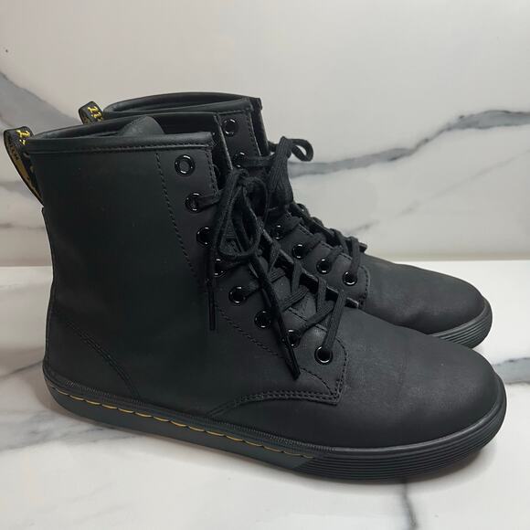 Dr. Martens Shoes - Doc Dr. Martens Women's Black Leather Combat High Top Sheridan Boots Sz 8 EUC